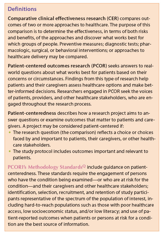 The Patient-Centered Outcomes Research Institute: Definitions