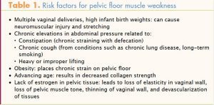 digital assessment pelvic floor muscle technique table one risk factor