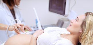 Woman receiving an ultrasound
