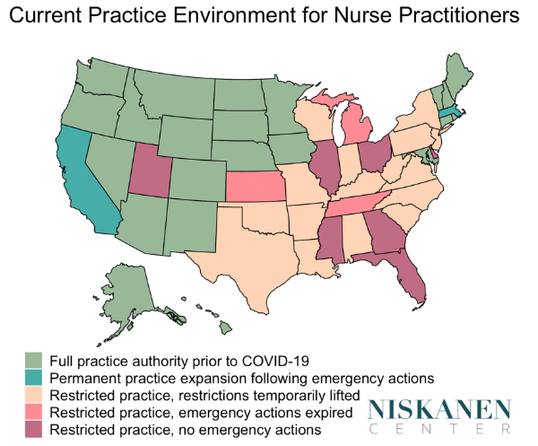 Map of NP practice environment in the US