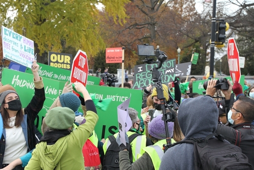 Demonstrators at the U.S Supreme Court Dec. 1