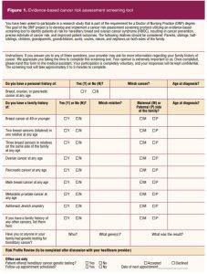 Evidence-based cancer risk assessment screening tool 