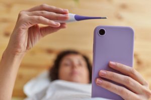 Woman using healthcare app