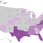 Map of Vibrio vulnificus cases in the United States.